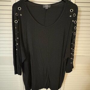 Bebe Black Grommet Sleeve Women's Blouse